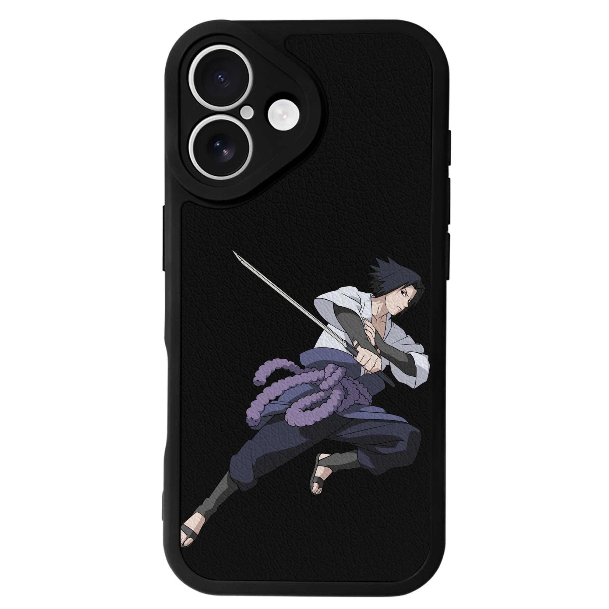 （画像用） NARUTO -ナルト- うちは サスケ Uchiha Sasuke 【iPhone 16シリーズ対応】シリコンスマホケース（レザー調） 材質：シリコン
